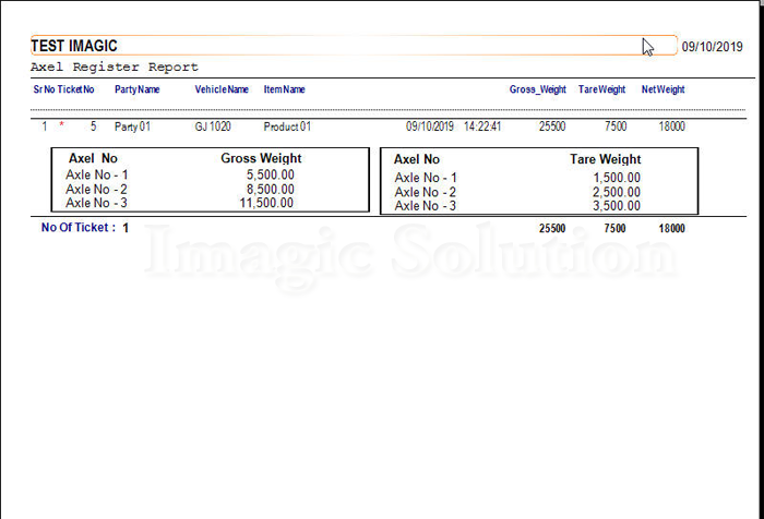 Axle Weighbridge Report